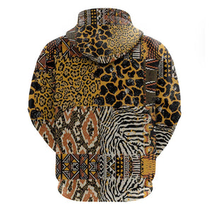 Wild Animal Skins Zip Hoodie African Tribal Pattern