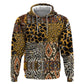 Wild Animal Skins Zip Hoodie African Tribal Pattern