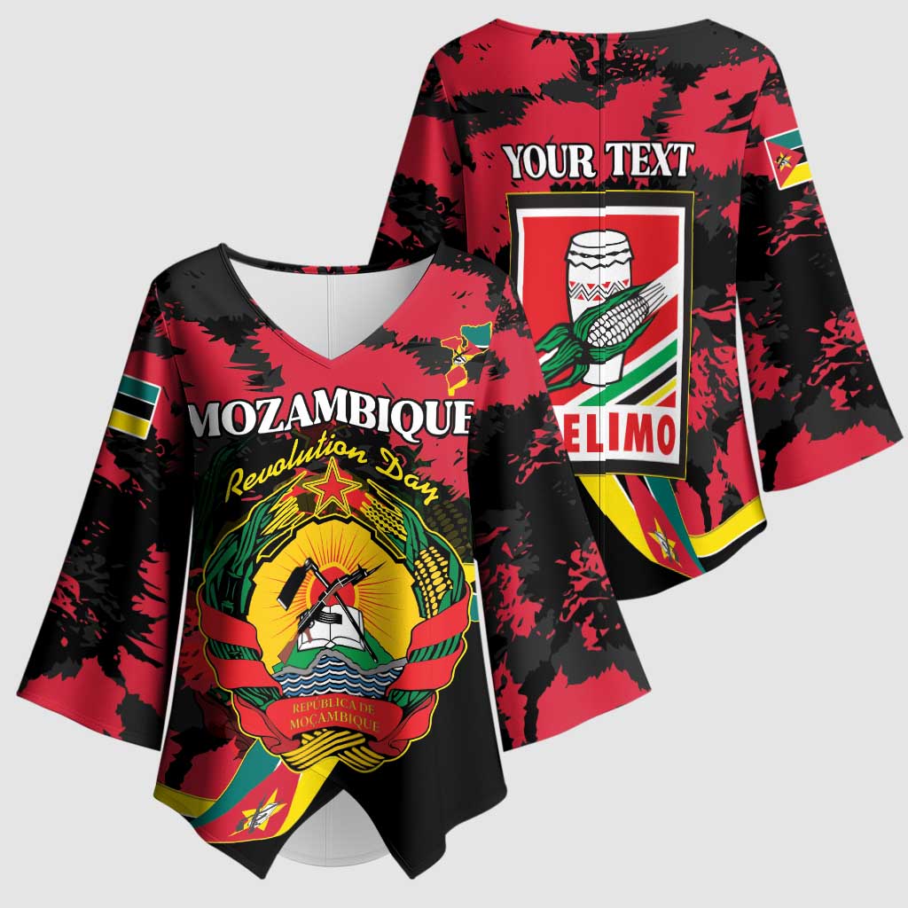 Personalized Mozambique Revolution Day Kimono Sleeve Blouse Coat Of Arms FRELIMO
