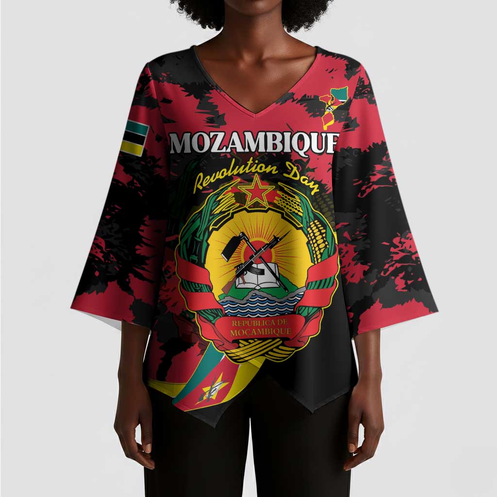 Personalized Mozambique Revolution Day Kimono Sleeve Blouse Coat Of Arms FRELIMO