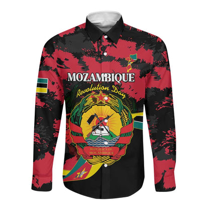 Personalized FRELIMO Mozambique Long Sleeve Button Shirt Happy Revolution Day - African Pride