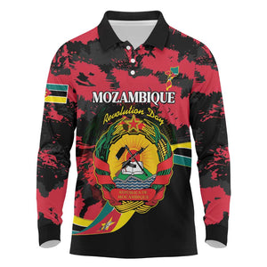 Personalized FRELIMO Mozambique Long Sleeve Polo Shirt Happy Revolution Day - African Pride