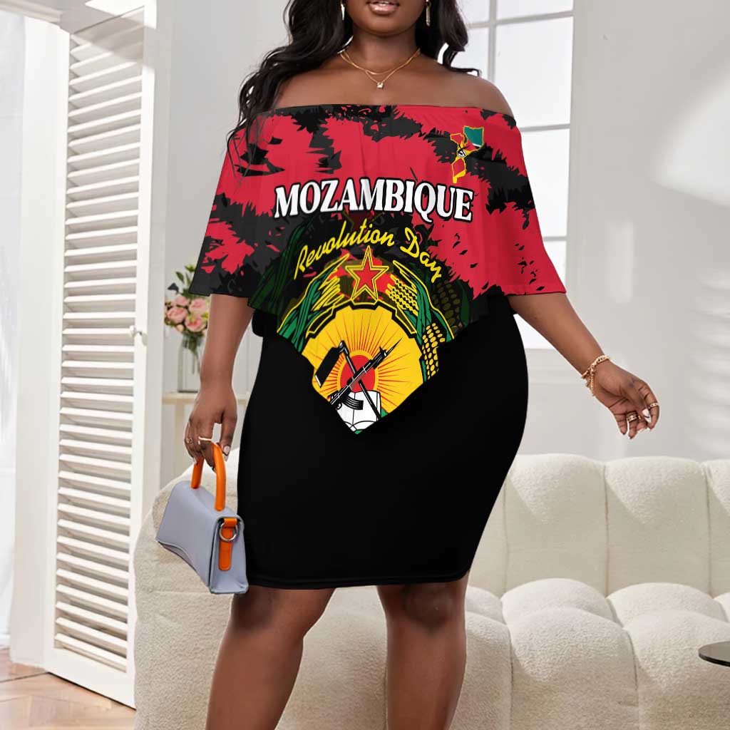 Personalized FRELIMO Mozambique Off Shoulder Short Dress Happy Revolution Day - African Pride