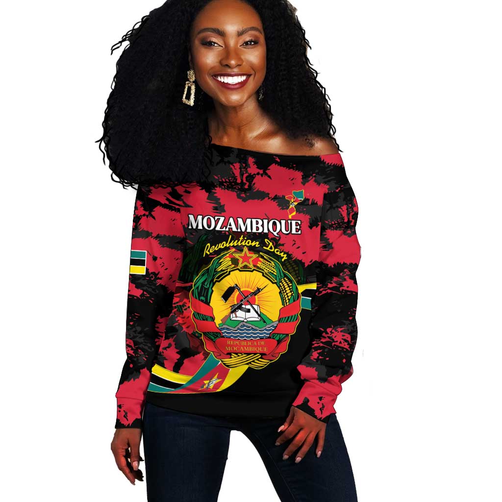 Personalized FRELIMO Mozambique Off Shoulder Sweater Happy Revolution Day - African Pride