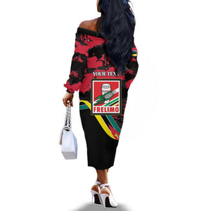 Personalized FRELIMO Mozambique Off The Shoulder Long Sleeve Dress Happy Revolution Day - African Pride