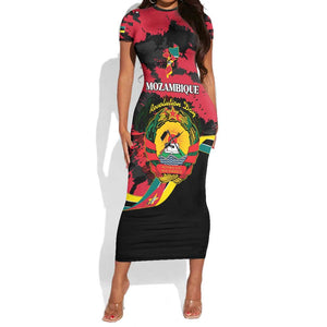 Personalized FRELIMO Mozambique Short Sleeve Bodycon Dress Happy Revolution Day - African Pride
