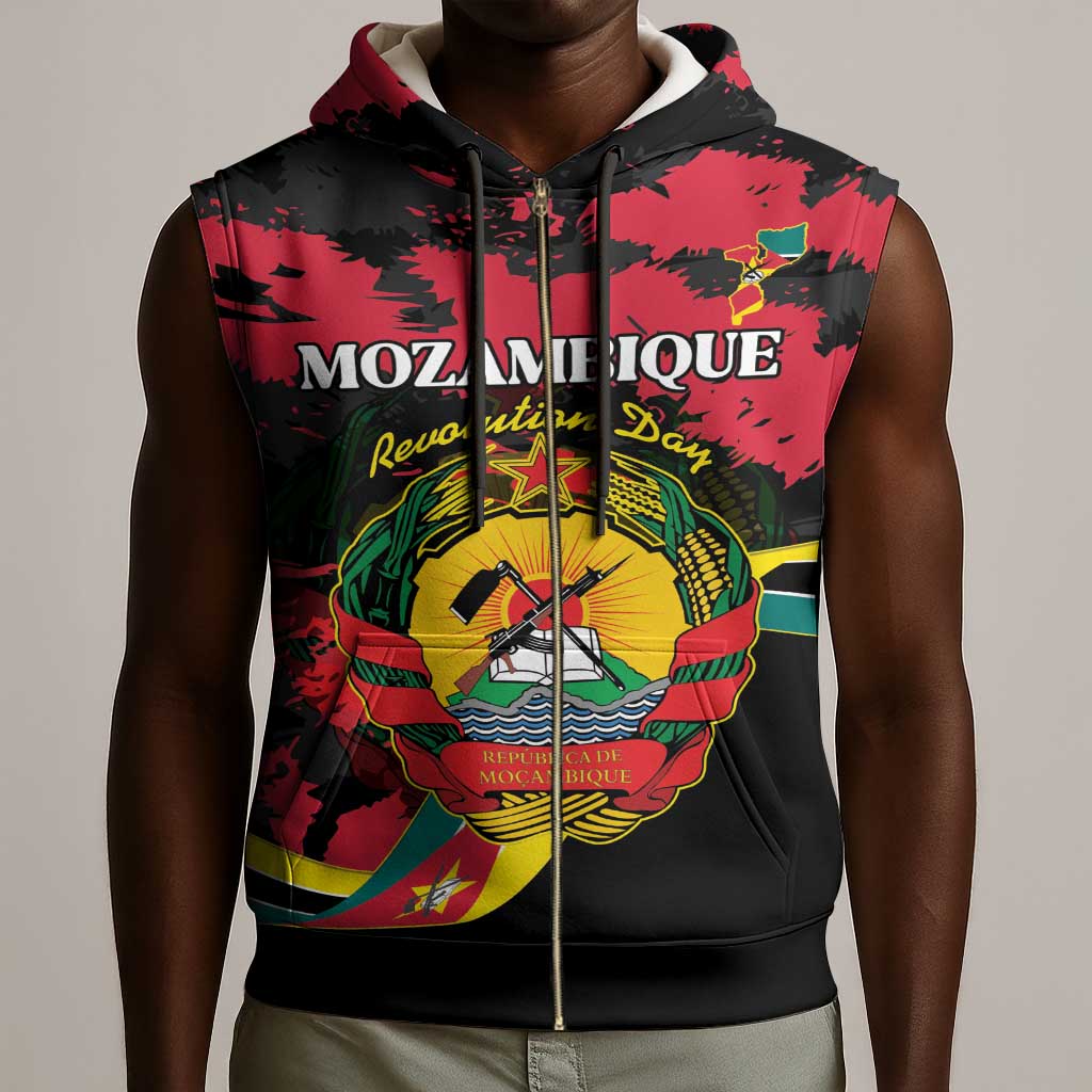 Personalized FRELIMO Mozambique Sleeveless Zip Hoodie Happy Revolution Day - African Pride
