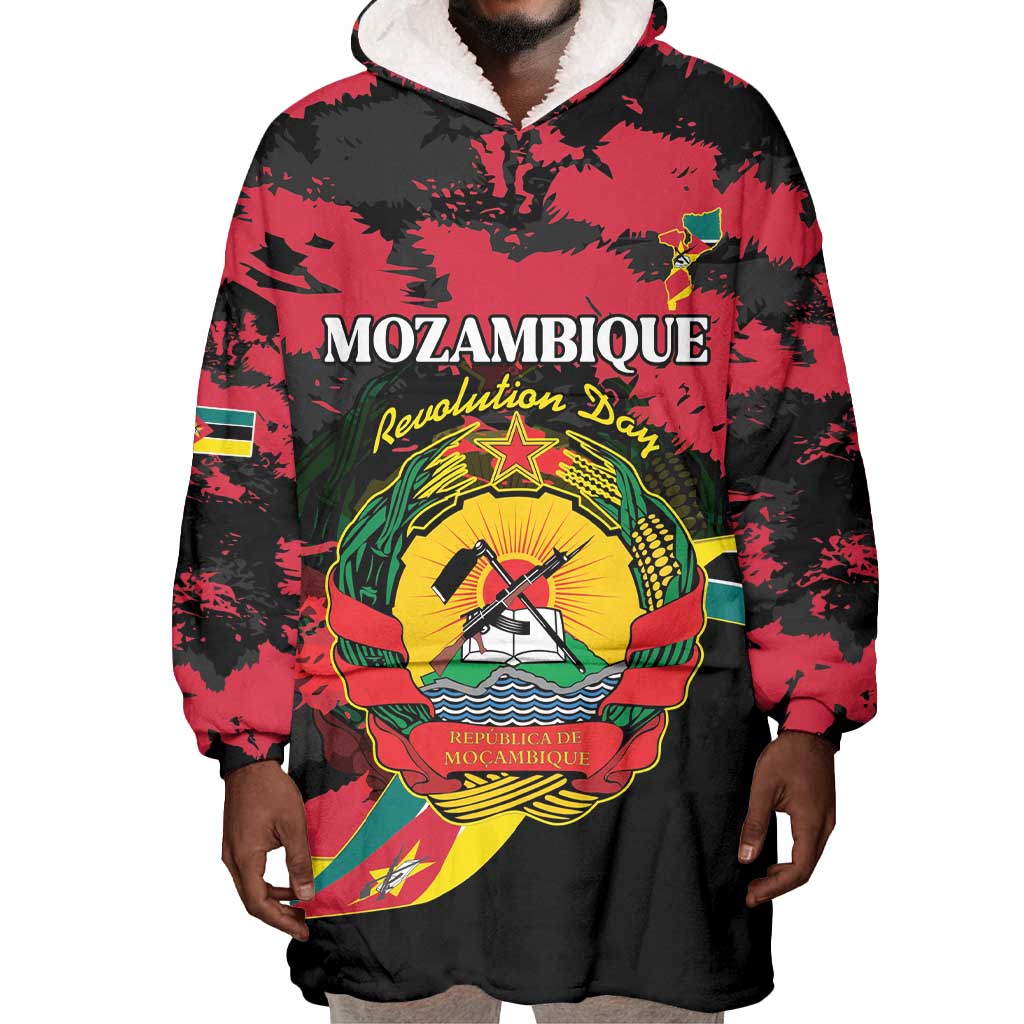 Personalized FRELIMO Mozambique Wearable Blanket Hoodie Happy Revolution Day - African Pride