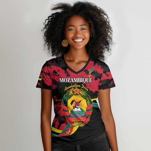 Personalized FRELIMO Mozambique Women V-Neck T-Shirt Happy Revolution Day - African Pride