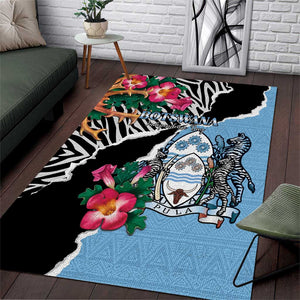 Botswana Independence Day Area Rug Kalahari Devils Claw Zebra With Arican Pattern - African Pride