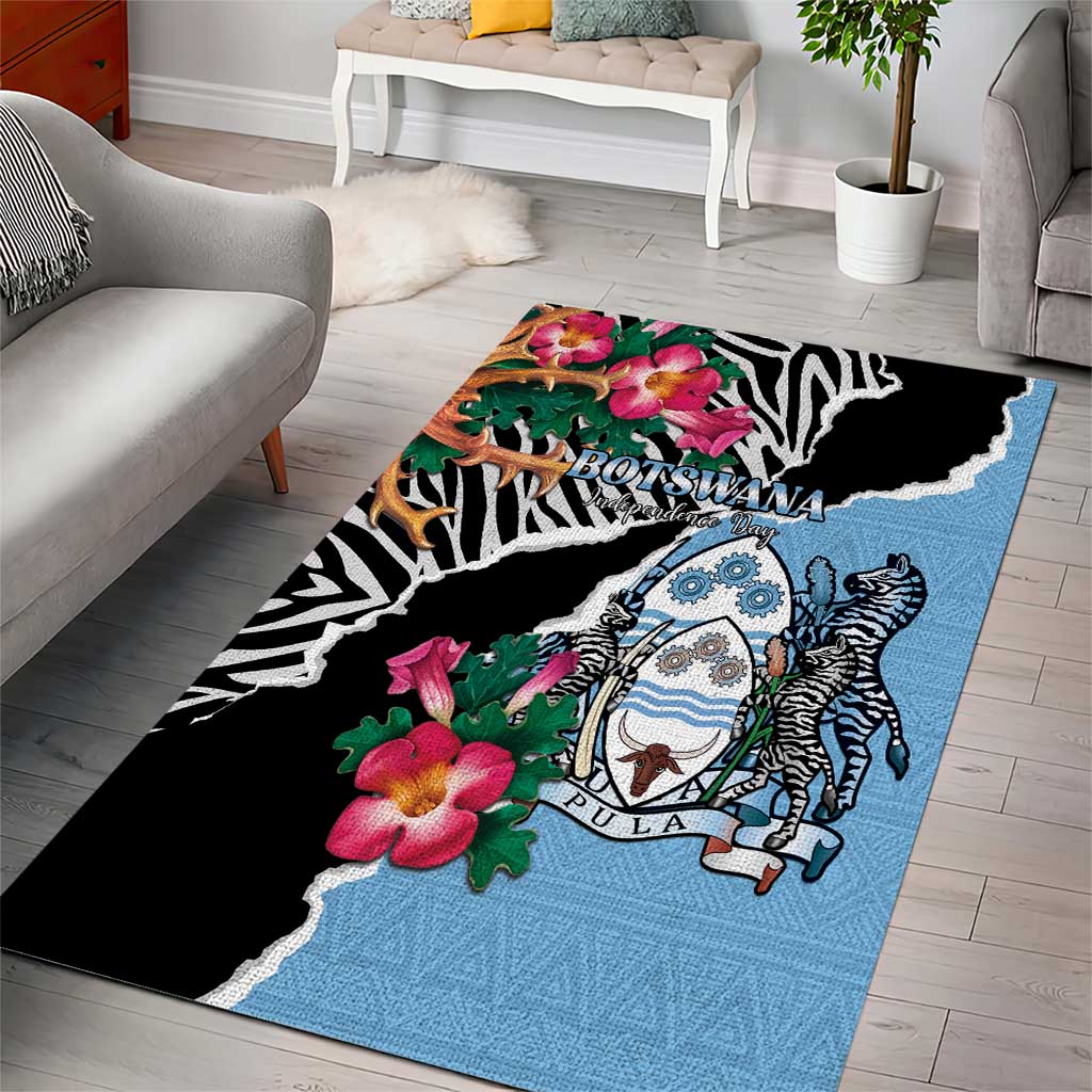 Botswana Independence Day Area Rug Kalahari Devils Claw Zebra With Arican Pattern - African Pride