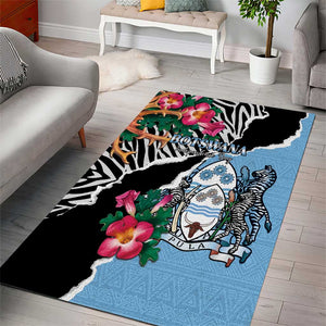 Botswana Independence Day Area Rug Kalahari Devils Claw Zebra With Arican Pattern - African Pride