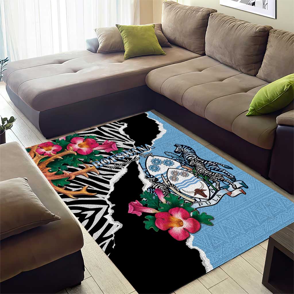 Botswana Independence Day Area Rug Kalahari Devils Claw Zebra With Arican Pattern - African Pride