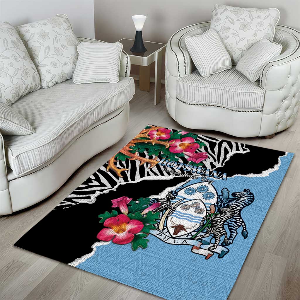 Botswana Independence Day Area Rug Kalahari Devils Claw Zebra With Arican Pattern - African Pride