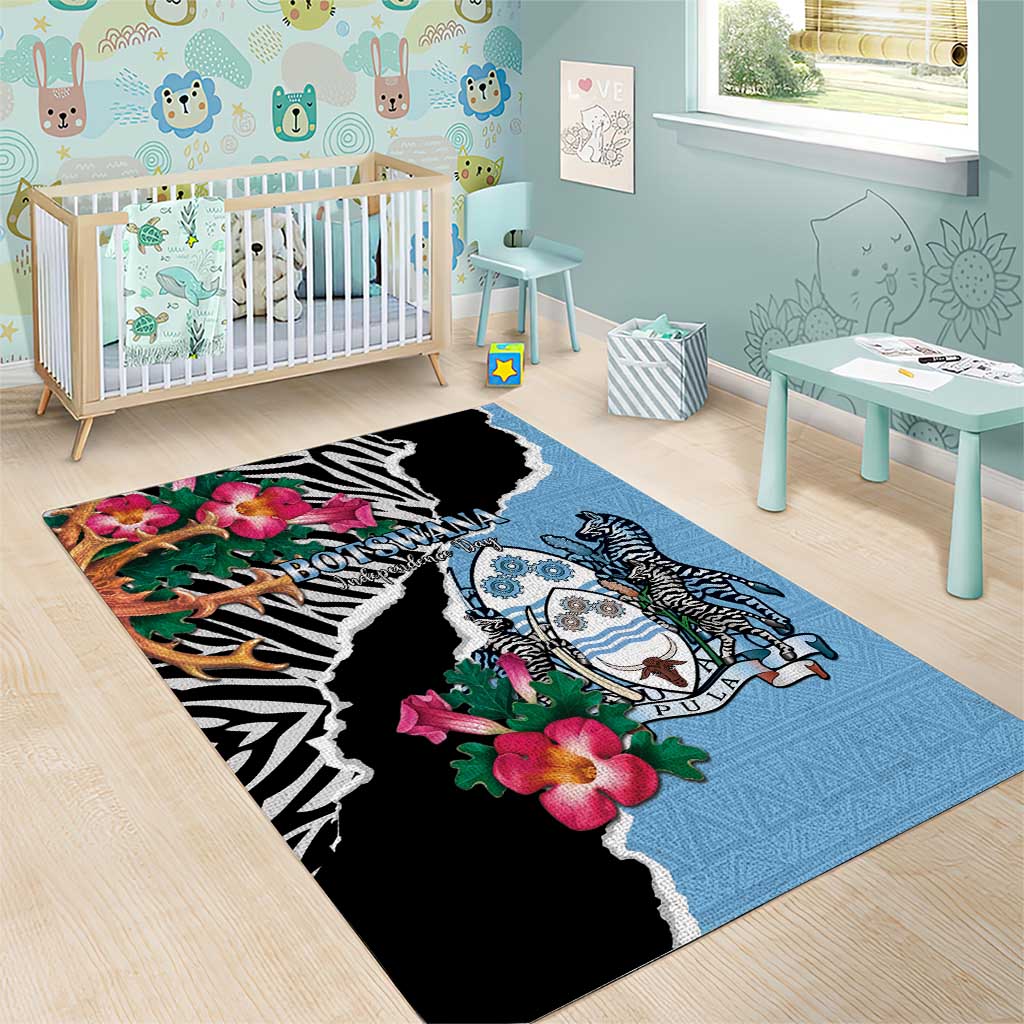 Botswana Independence Day Area Rug Kalahari Devils Claw Zebra With Arican Pattern - African Pride