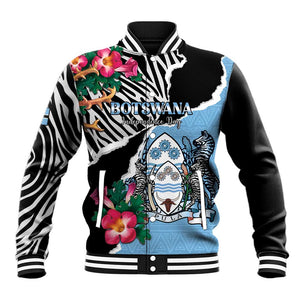 Personalized Botswana Independence Day Baseball Jacket Kalahari Devils Claw Zebra With Arican Pattern - African Pride