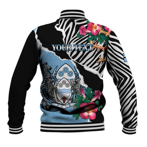 Personalized Botswana Independence Day Baseball Jacket Kalahari Devils Claw Zebra With Arican Pattern - African Pride