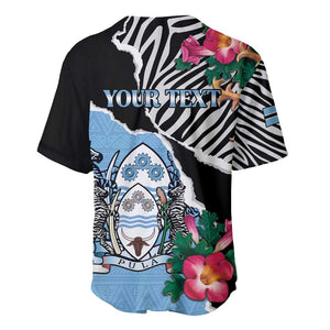 Personalized Botswana Independence Day Baseball Jersey Kalahari Devils Claw Zebra With Arican Pattern - African Pride