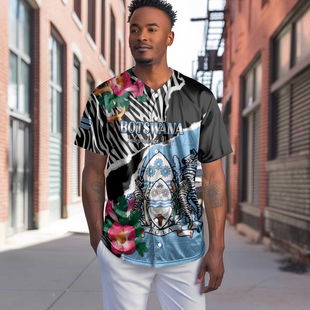 Personalized Botswana Independence Day Baseball Jersey Kalahari Devils Claw Zebra With Arican Pattern - African Pride