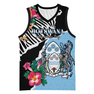 Personalized Botswana Independence Day Basketball Jersey Kalahari Devils Claw Zebra With Arican Pattern - African Pride