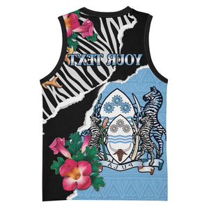 Personalized Botswana Independence Day Basketball Jersey Kalahari Devils Claw Zebra With Arican Pattern - African Pride