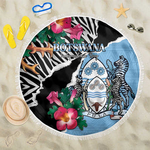 Botswana Independence Day Beach Blanket Kalahari Devils Claw Zebra With Arican Pattern - African Pride