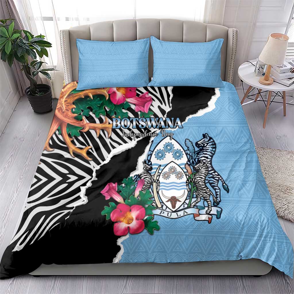Botswana Independence Day Bedding Set Kalahari Devils Claw Zebra With Arican Pattern - African Pride
