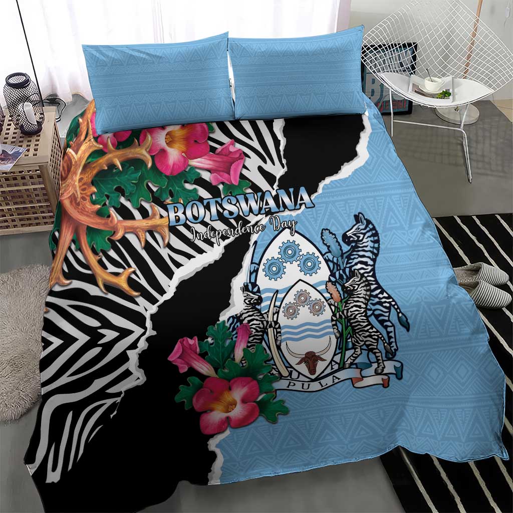 Botswana Independence Day Bedding Set Kalahari Devils Claw Zebra With Arican Pattern - African Pride