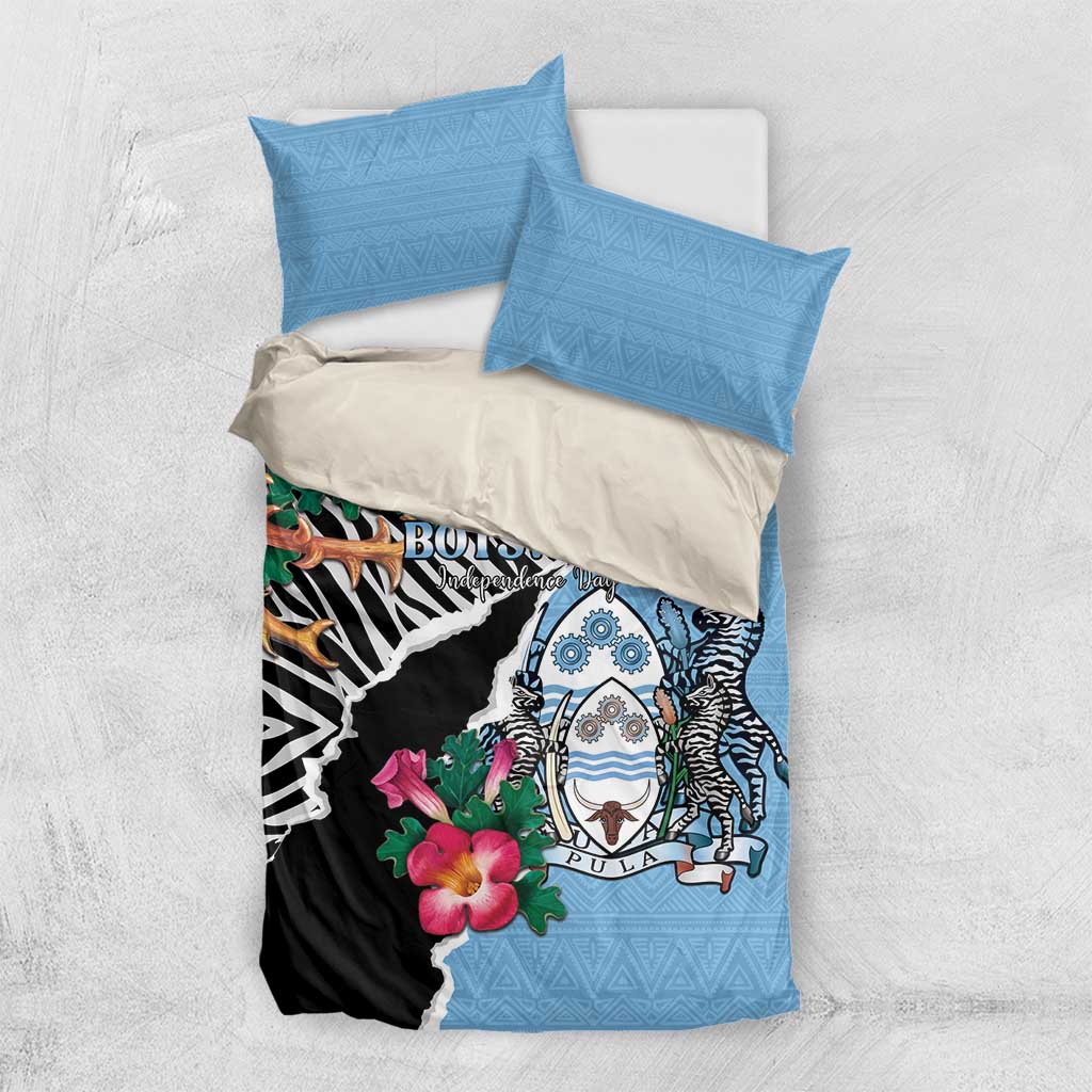 Botswana Independence Day Bedding Set Kalahari Devils Claw Zebra With Arican Pattern - African Pride