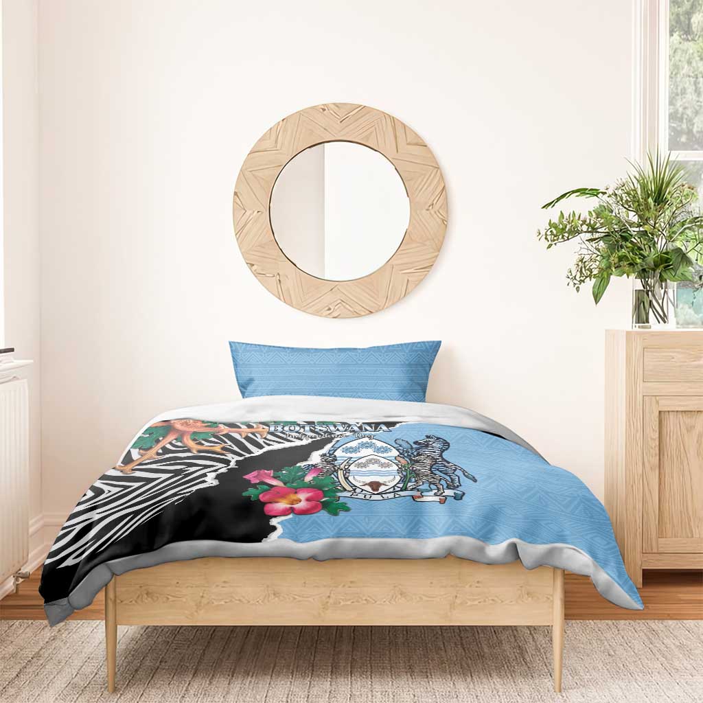 Botswana Independence Day Bedding Set Kalahari Devils Claw Zebra With Arican Pattern - African Pride