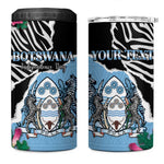 Personalized Botswana Independence Day 4 in 1 Can Cooler Tumbler Kalahari Devils Claw Zebra With Arican Pattern - African Pride