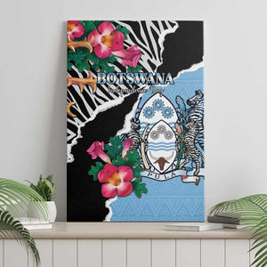 Botswana Independence Day Canvas Wall Art Kalahari Devils Claw Zebra With Arican Pattern - African Pride