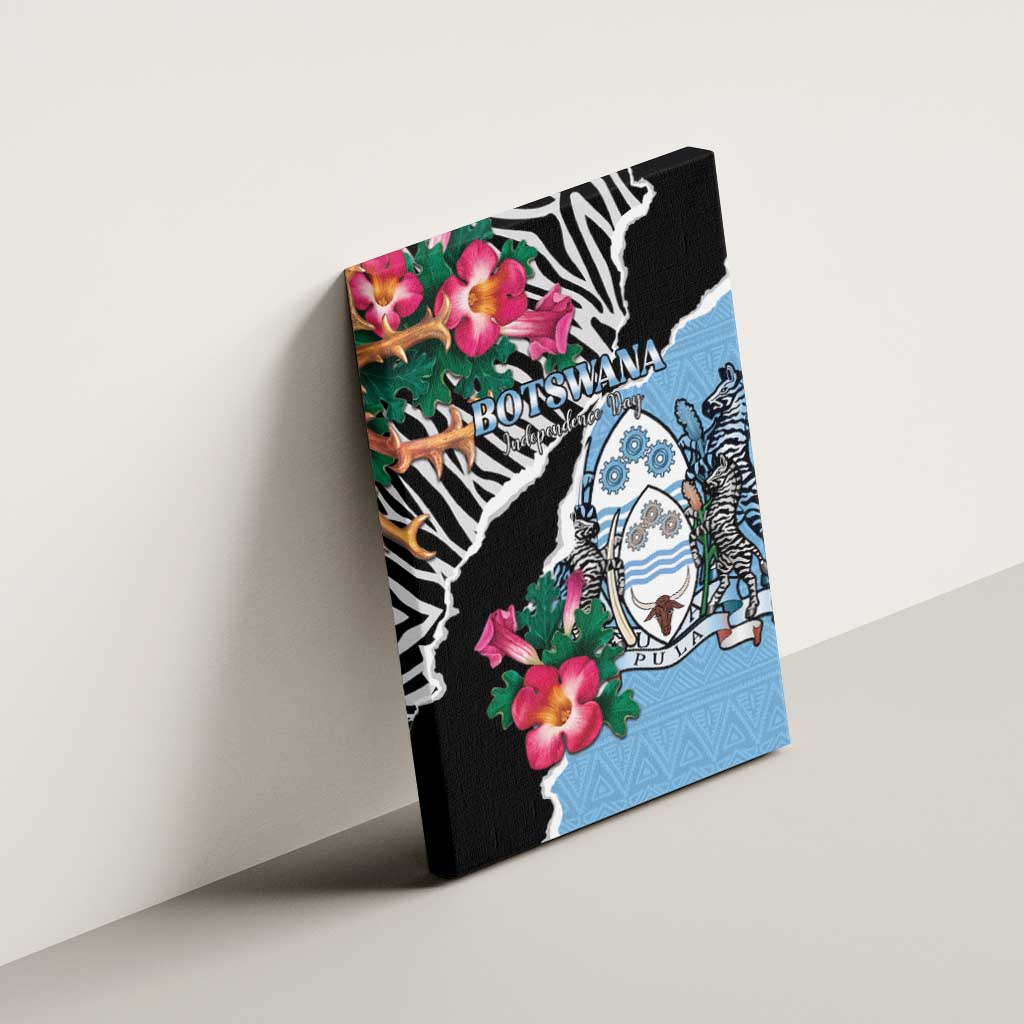 Botswana Independence Day Canvas Wall Art Kalahari Devils Claw Zebra With Arican Pattern - African Pride