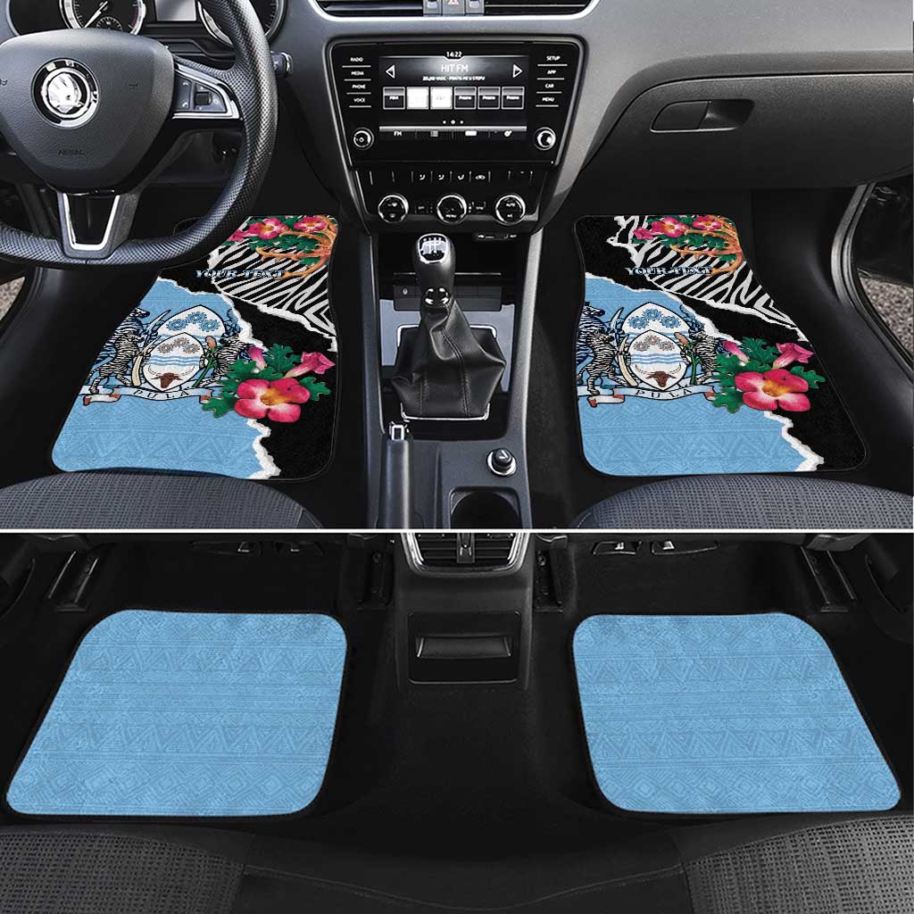 Botswana Independence Day Car Mats Kalahari Devils Claw Zebra With Arican Pattern - African Pride