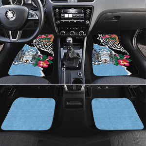 Botswana Independence Day Car Mats Kalahari Devils Claw Zebra With Arican Pattern - African Pride