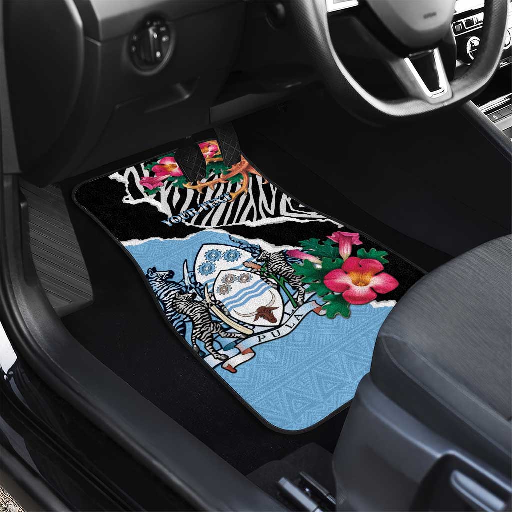 Botswana Independence Day Car Mats Kalahari Devils Claw Zebra With Arican Pattern - African Pride