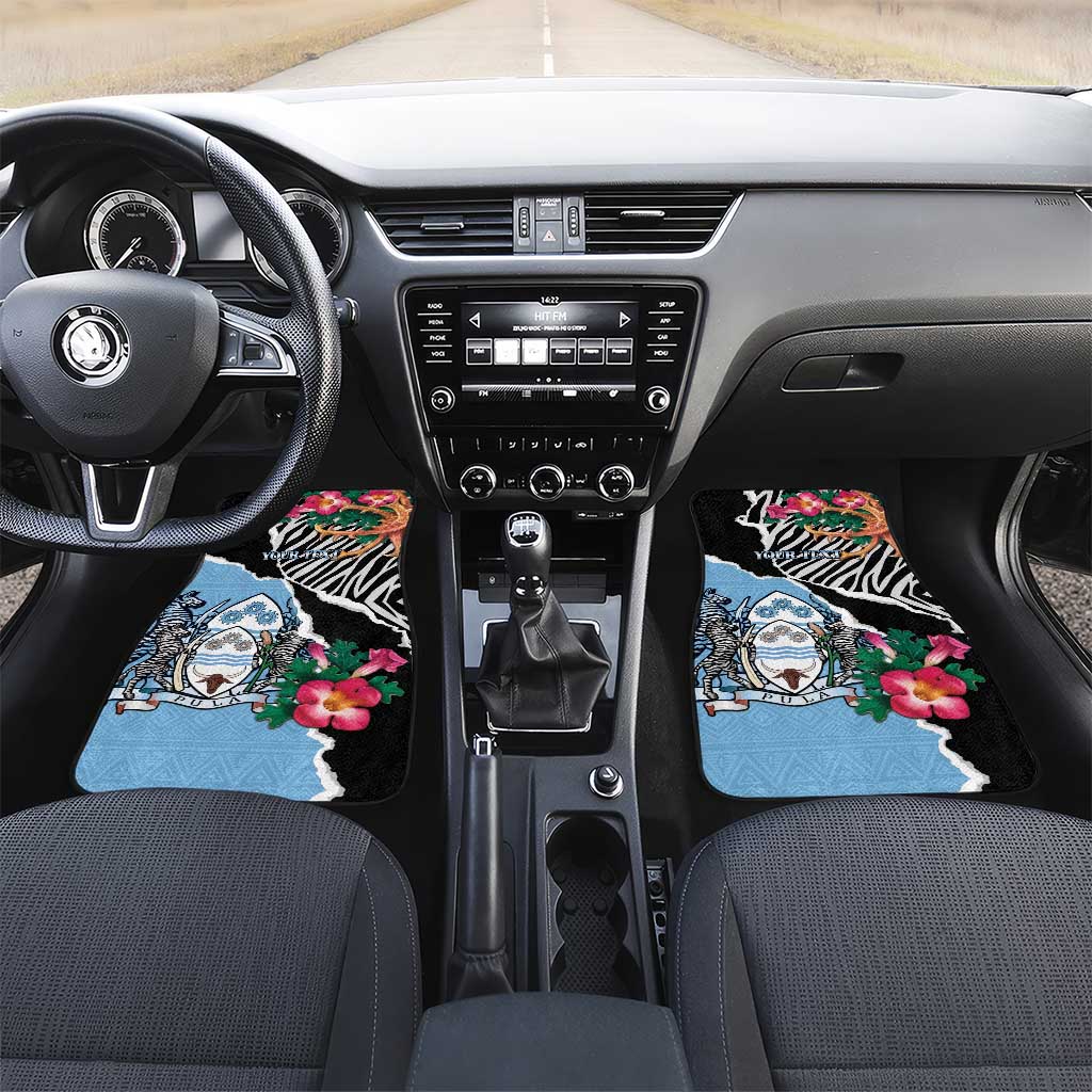 Botswana Independence Day Car Mats Kalahari Devils Claw Zebra With Arican Pattern - African Pride