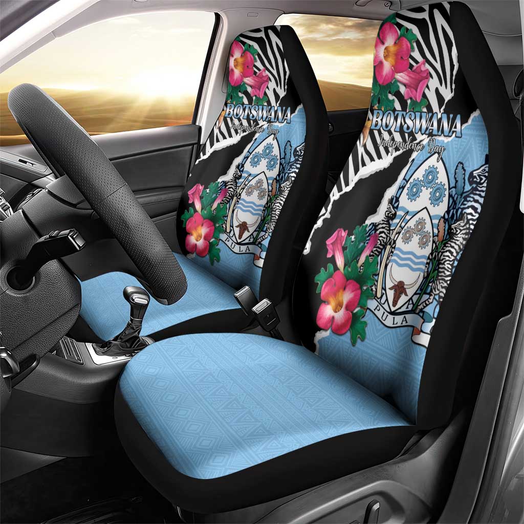 Botswana Independence Day Car Seat Cover Kalahari Devils Claw Zebra With Arican Pattern - African Pride