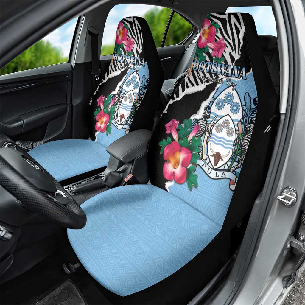 Botswana Independence Day Car Seat Cover Kalahari Devils Claw Zebra With Arican Pattern - African Pride
