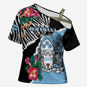Personalized Botswana Independence Day Cross Shoulder Shirt Coat Of Arms Devils Claw