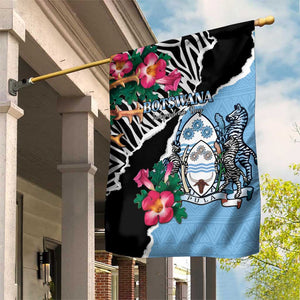 Botswana Independence Day Garden Flag Kalahari Devils Claw Zebra With Arican Pattern - African Pride