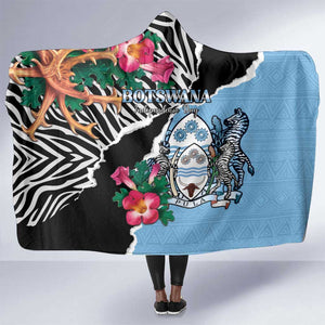Botswana Independence Day Hooded Blanket Kalahari Devils Claw Zebra With Arican Pattern - African Pride