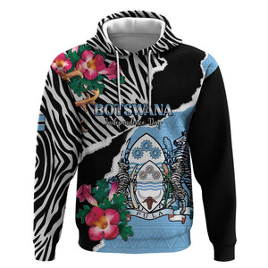Personalized Botswana Independence Day Hoodie Kalahari Devils Claw Zebra With Arican Pattern - African Pride
