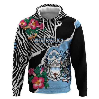 Personalized Botswana Independence Day Hoodie Kalahari Devils Claw Zebra With Arican Pattern - African Pride
