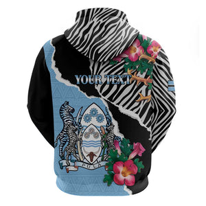 Personalized Botswana Independence Day Hoodie Kalahari Devils Claw Zebra With Arican Pattern - African Pride