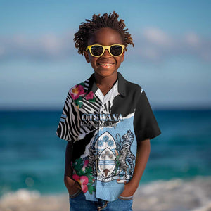 Personalized Botswana Independence Day Kid Hawaiian Shirt Kalahari Devils Claw Zebra With Arican Pattern - African Pride