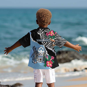 Personalized Botswana Independence Day Kid Hawaiian Shirt Kalahari Devils Claw Zebra With Arican Pattern - African Pride