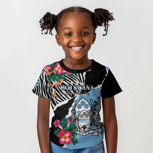 Personalized Botswana Independence Day Kid T shirt Kalahari Devils Claw Zebra With Arican Pattern - African Pride