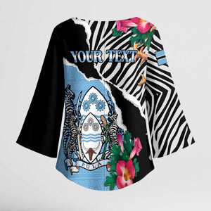 Personalized Botswana Independence Day Kimono Sleeve Blouse Coat Of Arms Devils Claw