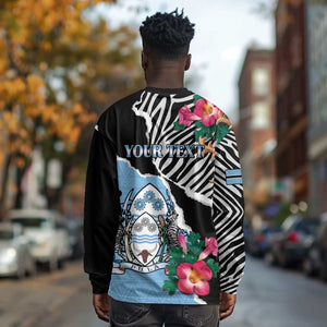 Personalized Botswana Independence Day Long Sleeve Shirt Kalahari Devils Claw Zebra With Arican Pattern - African Pride
